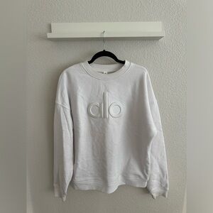 Alo Yoga Renown Heavy Weight Emblem Crewneck / color: white / size: m